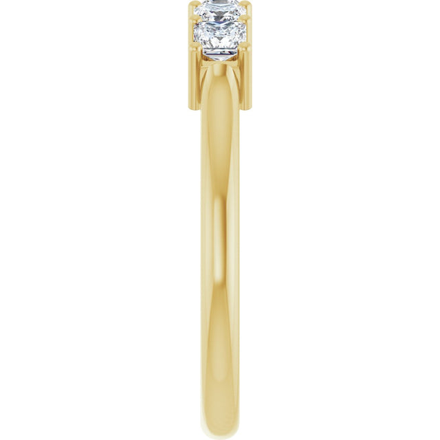 14K Gold Square Natural Diamond Five-Stone Anniversary Band – 1/4–1 CTW - Yellow Gold - view 4