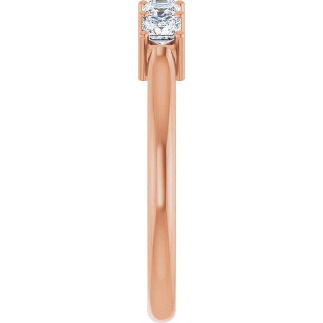 14K Gold Square Natural Diamond Five-Stone Anniversary Band – 1/4–1 CTW - Rose Gold - view 4