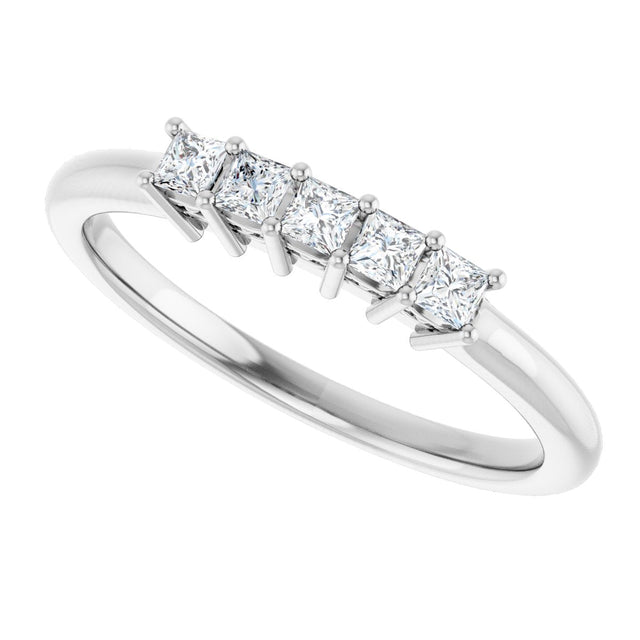 Platinum Square Natural Diamond Five-Stone Anniversary Band – 1/4–1 CTW - view 5