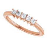 14K Gold Square Natural Diamond Five-Stone Anniversary Band – 1/4–1 CTW - Rose Gold - view 5