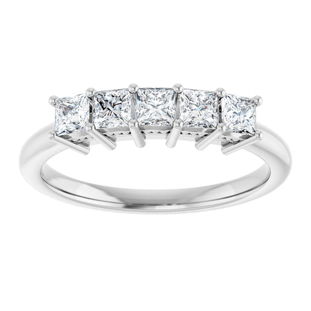 Platinum Square Natural Diamond Five-Stone Anniversary Band – 1/4–1 CTW - view 3