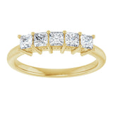14K Gold Square Natural Diamond Five-Stone Anniversary Band – 1/4–1 CTW - Yellow Gold - view 3