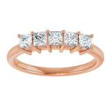 14K Gold Square Natural Diamond Five-Stone Anniversary Band – 1/4–1 CTW - Rose Gold - view 3