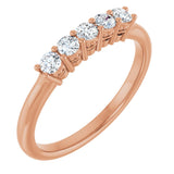 14K Gold Round Lab-Grown Diamond Five-Stone Anniversary Band – 1/6–1/2 CTW - Rose Gold