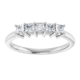 14K Gold Square Natural Diamond Five-Stone Anniversary Band – 1/4–1 CTW - White Gold - view 3