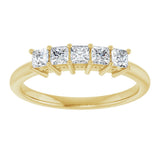 14K Gold Square Natural Diamond Five-Stone Anniversary Band – 1/4–1 CTW - Yellow Gold - view 3