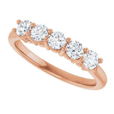 14K Gold Round Natural Diamond Five-Stone Anniversary Band – 1/6–5/8 CTW (Style 123844) - Rose Gold - view 5