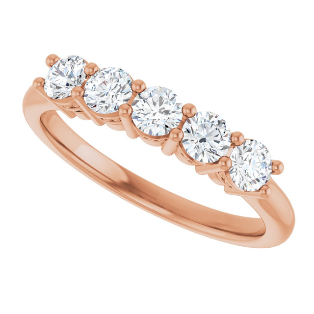 14K Gold Round Natural Diamond Five-Stone Anniversary Band – 1/6–5/8 CTW (Style 123844) - Rose Gold - view 5
