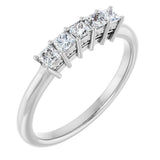14K Gold Square Natural Diamond Five-Stone Anniversary Band – 1/4–1 CTW - White Gold