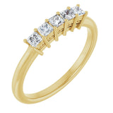 14K Gold Square Natural Diamond Five-Stone Anniversary Band – 1/4–1 CTW - Yellow Gold