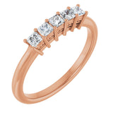 14K Gold Square Natural Diamond Five-Stone Anniversary Band – 1/4–1 CTW - Rose Gold