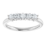 14K Gold Round Natural Diamond Five-Stone Anniversary Band – 1/6–5/8 CTW (Style 123844) - White Gold - view 3