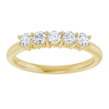 14K Gold Round Natural Diamond Five-Stone Anniversary Band – 1/6–5/8 CTW (Style 123844) - Yellow Gold - view 3