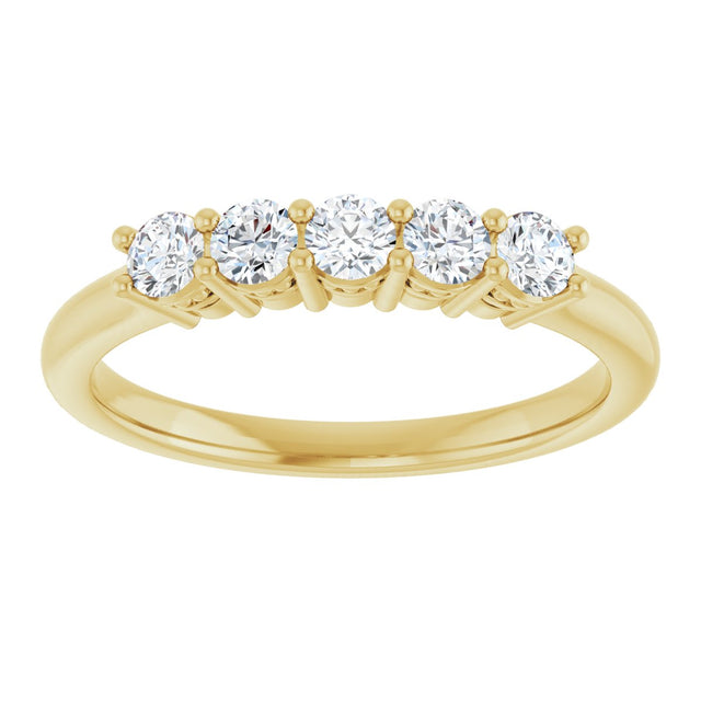 14K Gold Round Natural Diamond Five-Stone Anniversary Band – 1/6–5/8 CTW (Style 123844) - Yellow Gold - view 3