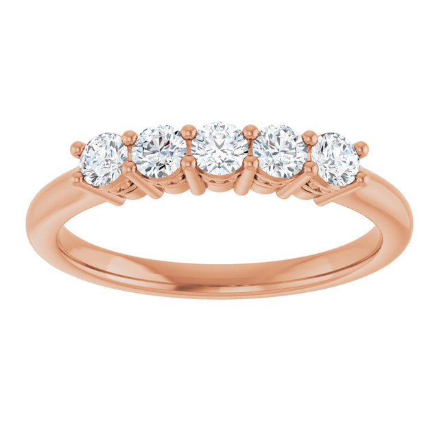 14K Gold Round Natural Diamond Five-Stone Anniversary Band – 1/6–5/8 CTW (Style 123844) - Rose Gold - view 3