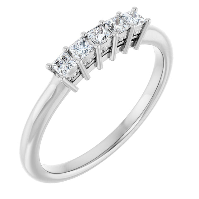 Platinum Square Natural Diamond Five-Stone Anniversary Band – 1/4–1 CTW