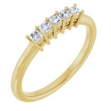 14K Gold Square Natural Diamond Five-Stone Anniversary Band – 1/4–1 CTW - Yellow Gold