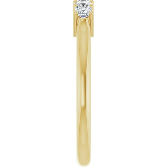 14K Gold Square Natural Diamond Five-Stone Anniversary Band – 1/4–1 CTW - Yellow Gold - view 4
