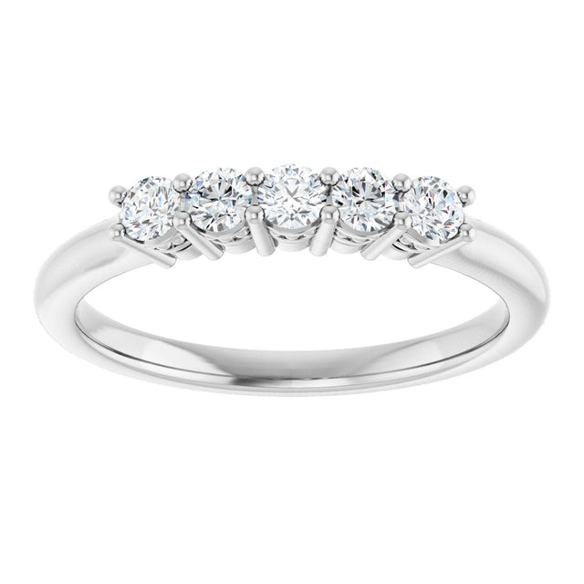 Platinum Round Natural Diamond Five-Stone Anniversary Band – 1/6–5/8 CTW - view 3