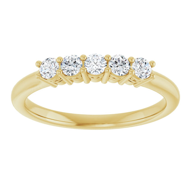14K Gold Round Natural Diamond Five-Stone Anniversary Band – 1/6–5/8 CTW (Style 123844) - Yellow Gold - view 3