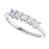 14K Gold Square Natural Diamond Five-Stone Anniversary Band – 1/4–1 CTW - White Gold - view 5