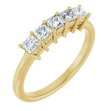 14K Gold Square Natural Diamond Five-Stone Anniversary Band – 1/4–1 CTW - Yellow Gold