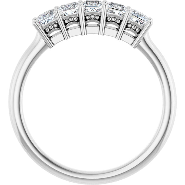 Platinum Square Natural Diamond Five-Stone Anniversary Band – 1/4–1 CTW - view 2