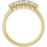 14K Gold Square Natural Diamond Five-Stone Anniversary Band – 1/4–1 CTW - Yellow Gold - view 2