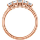 14K Gold Square Natural Diamond Five-Stone Anniversary Band – 1/4–1 CTW - Rose Gold - view 2
