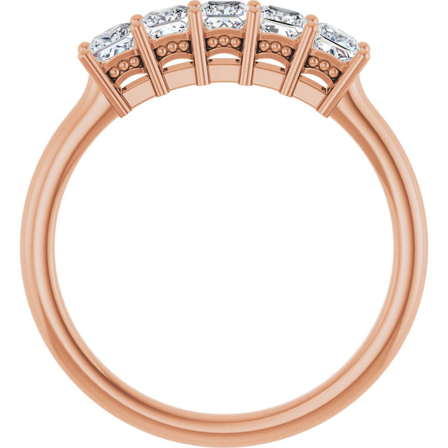 14K Gold Square Natural Diamond Five-Stone Anniversary Band – 1/4–1 CTW - Rose Gold - view 2
