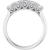 10K Gold Round Natural Diamond Five-Stone Anniversary Band – 1/3–3/4 CTW - White Gold - view 2