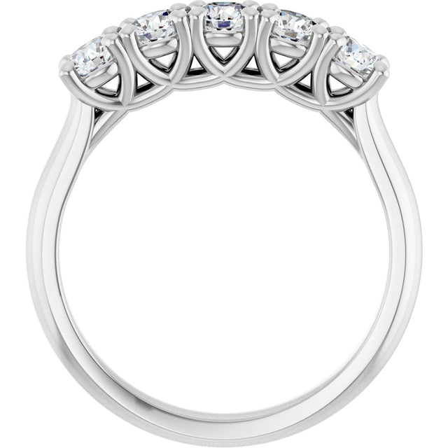 10K Gold Round Lab-Grown Diamond Five-Stone Anniversary Band – 1/6–3/4 CTW - White Gold - view 2