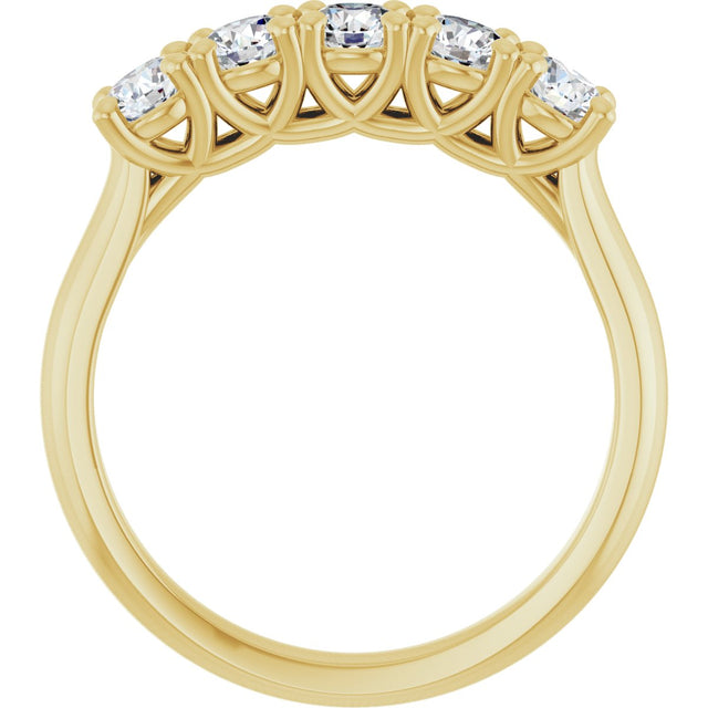 10K Gold Round Lab-Grown Diamond Five-Stone Anniversary Band – 1/6–3/4 CTW - Yellow Gold - view 2