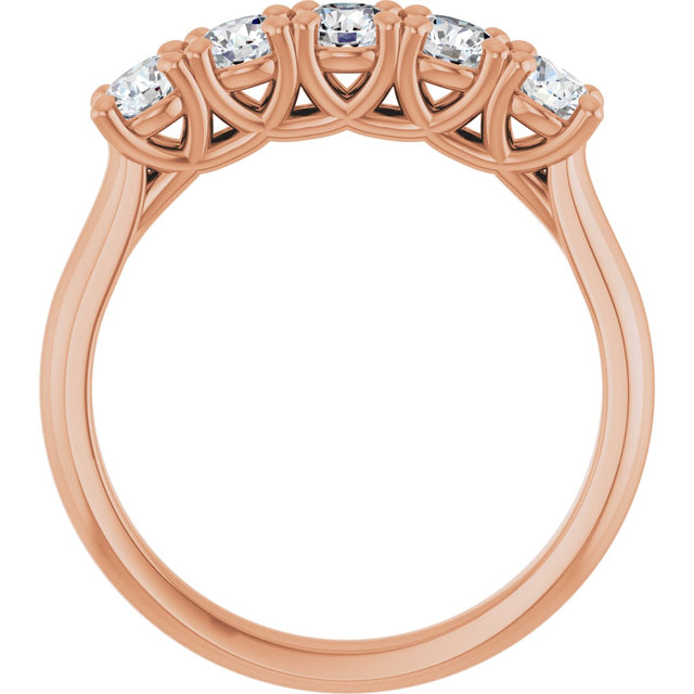 10K Gold Round Lab-Grown Diamond Five-Stone Anniversary Band – 1/6–3/4 CTW - Rose Gold - view 2