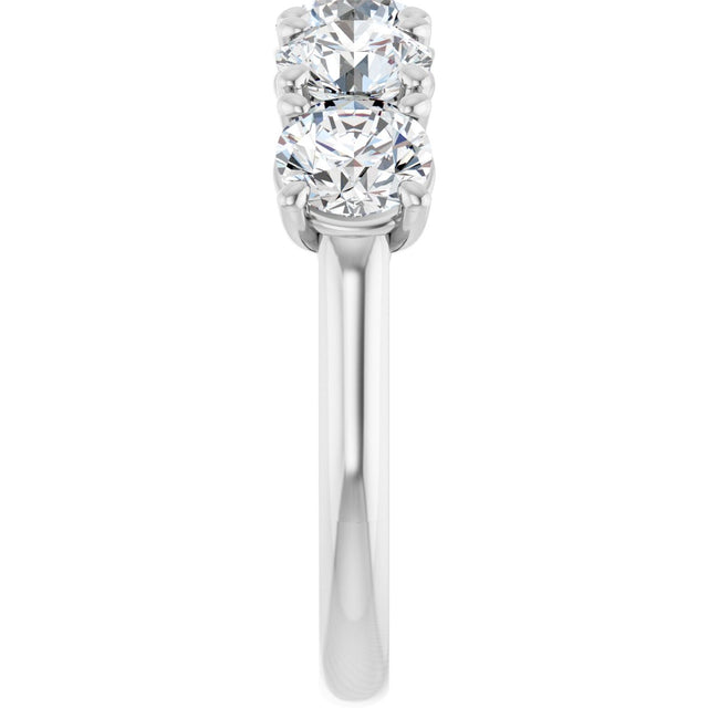 10K Gold Round Lab-Grown Diamond Five-Stone Anniversary Band – 2 5/8–4 CTW - White Gold - view 4