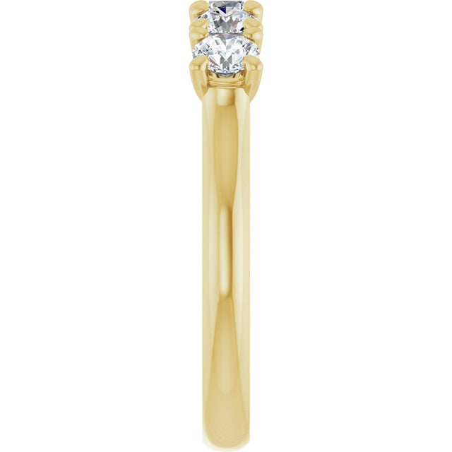 10K Gold Round Natural Diamond Five-Stone Anniversary Band – 1/3–3/4 CTW - Yellow Gold - view 4
