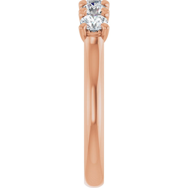 10K Gold Round Natural Diamond Five-Stone Anniversary Band – 1/3–3/4 CTW - Rose Gold - view 4