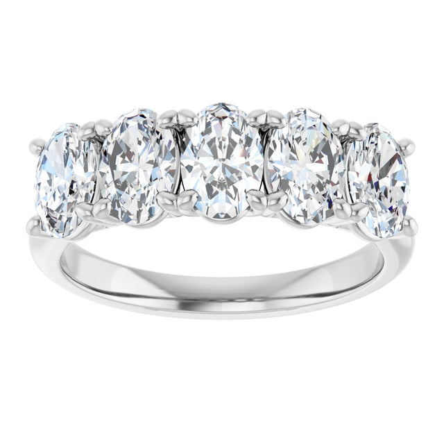 10K Gold Oval Lab-Grown Diamond Five-Stone Anniversary Band – 1–5 CTW - White Gold - view 3