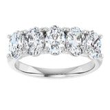 10K Gold Oval Natural Diamond Five-Stone Anniversary Band – 1 3/8–5 CTW - White Gold - view 3