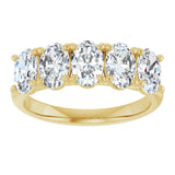 10K Gold Oval Natural Diamond Five-Stone Anniversary Band – 1 3/8–5 CTW - Yellow Gold - view 3