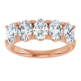 10K Gold Oval Natural Diamond Five-Stone Anniversary Band – 1 3/8–5 CTW - Rose Gold - view 3