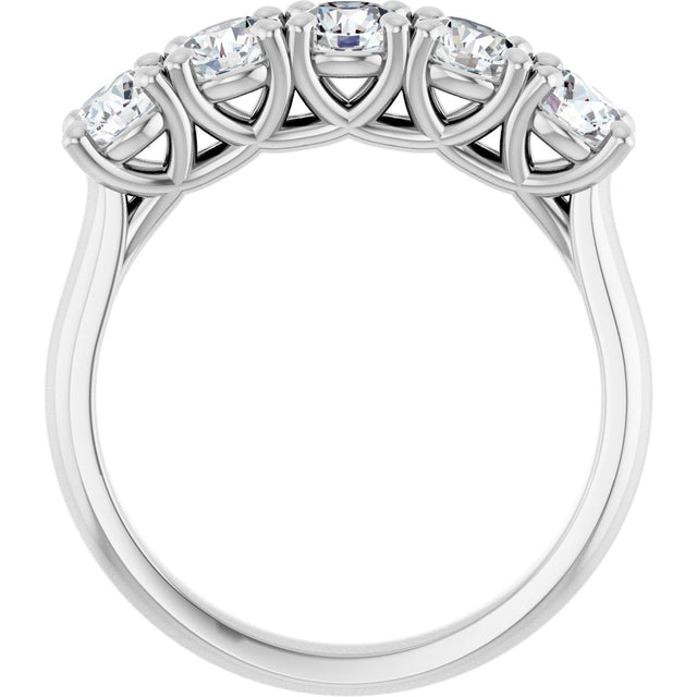 10K Gold Round Natural Diamond Five-Stone Anniversary Band – 1–2 5/8 CTW - White Gold - view 2