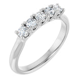 Platinum Round Natural Diamond Five-Stone Anniversary Band – 2.75 mm Stones