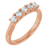 14K Gold Round Natural Diamond Five-Stone Anniversary Band – 2.75 mm Stones - Rose Gold