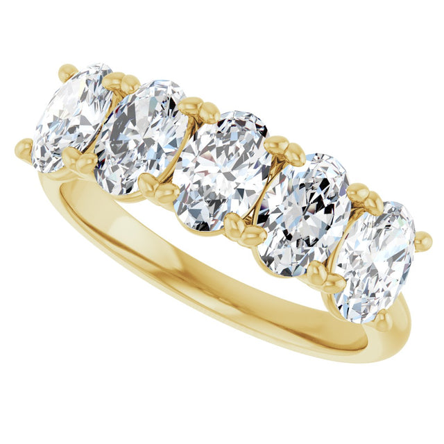 10K Gold Oval Natural Diamond Five-Stone Anniversary Band – 1 3/8–5 CTW - Yellow Gold - view 5
