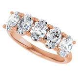 10K Gold Oval Natural Diamond Five-Stone Anniversary Band – 1 3/8–5 CTW - Rose Gold - view 5