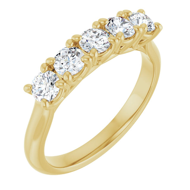 10K Gold Round Lab-Grown Diamond Five-Stone Anniversary Band – 1/6–3/4 CTW - Yellow Gold