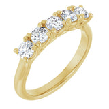 10K Gold Round Natural Diamond Five-Stone Anniversary Band – 1/3–3/4 CTW - Yellow Gold