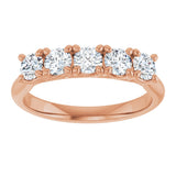 10K Gold Round Natural Diamond Five-Stone Anniversary Band – 1/3–3/4 CTW - Rose Gold - view 3