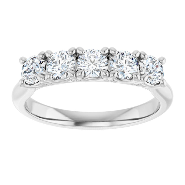 Platinum Round Lab-Grown Diamond Five-Stone Anniversary Band – 1/3–4 CTW - view 3